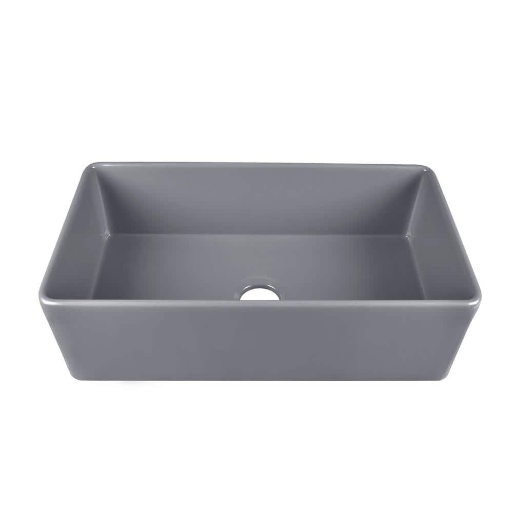 Grove 33" L X 18" W Rectangular Single Bowl Fireclay Farmhouse Kitchen Sink with Grid and Strainer