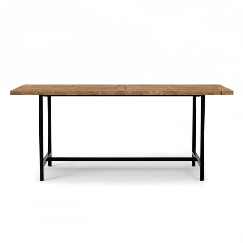 Simpli Home Campbell 72"W Mango Wood Industrial Dining Table, Powder-Coated Metal Base, Rectangle