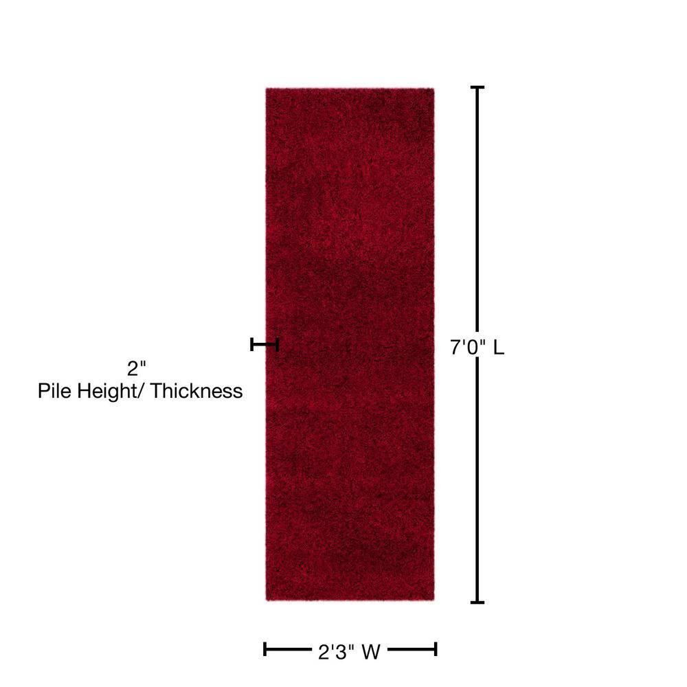 Shag SG151 Power Loomed Indoor Runner Rug - Red - 2'3"x7' - Safavieh.