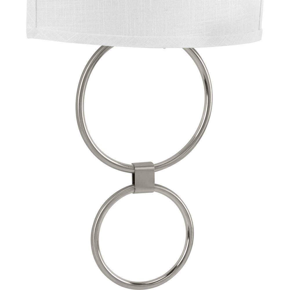 Progress Lighting, Summer Linen Collection, 1-Light Wall Sconce, Brushed Nickel, Summer Linen Shade, Steel Material