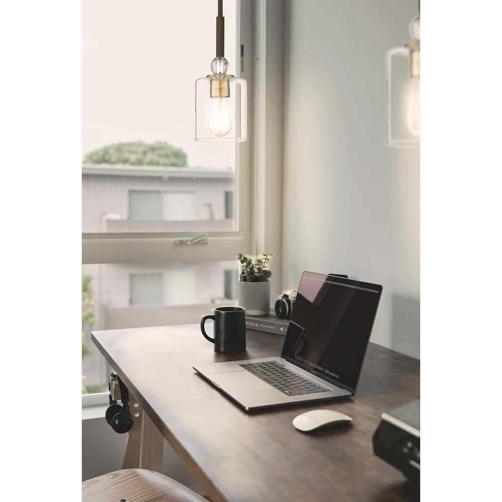 Mini Painted Bronze and Brass Glass Pendant Light