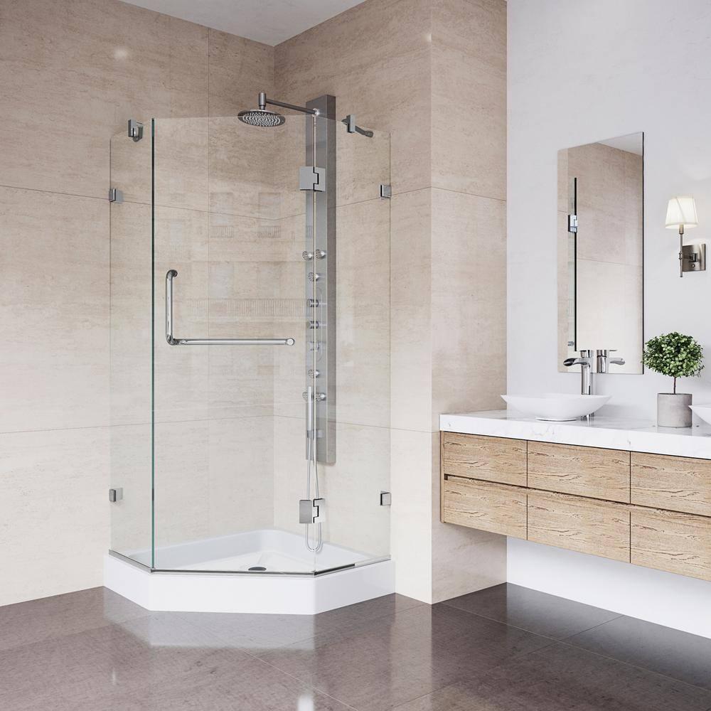 VIGO Piedmont 38" W x 38" D x 79" H Hinged Frameless Shower Enclosure with 3/8 Clear Glass&Base VG6062CHCL38W