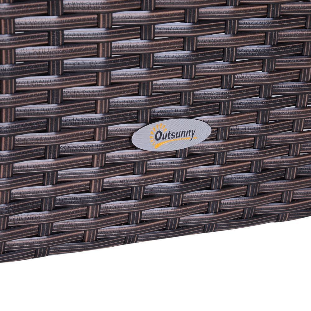 Outsunny 22'' Rattan Wicker Side Table with Steel Frame, Umbrella Insert Hole, Sand Bag for Outdoor, Patio, Garden, Backyard, Brown