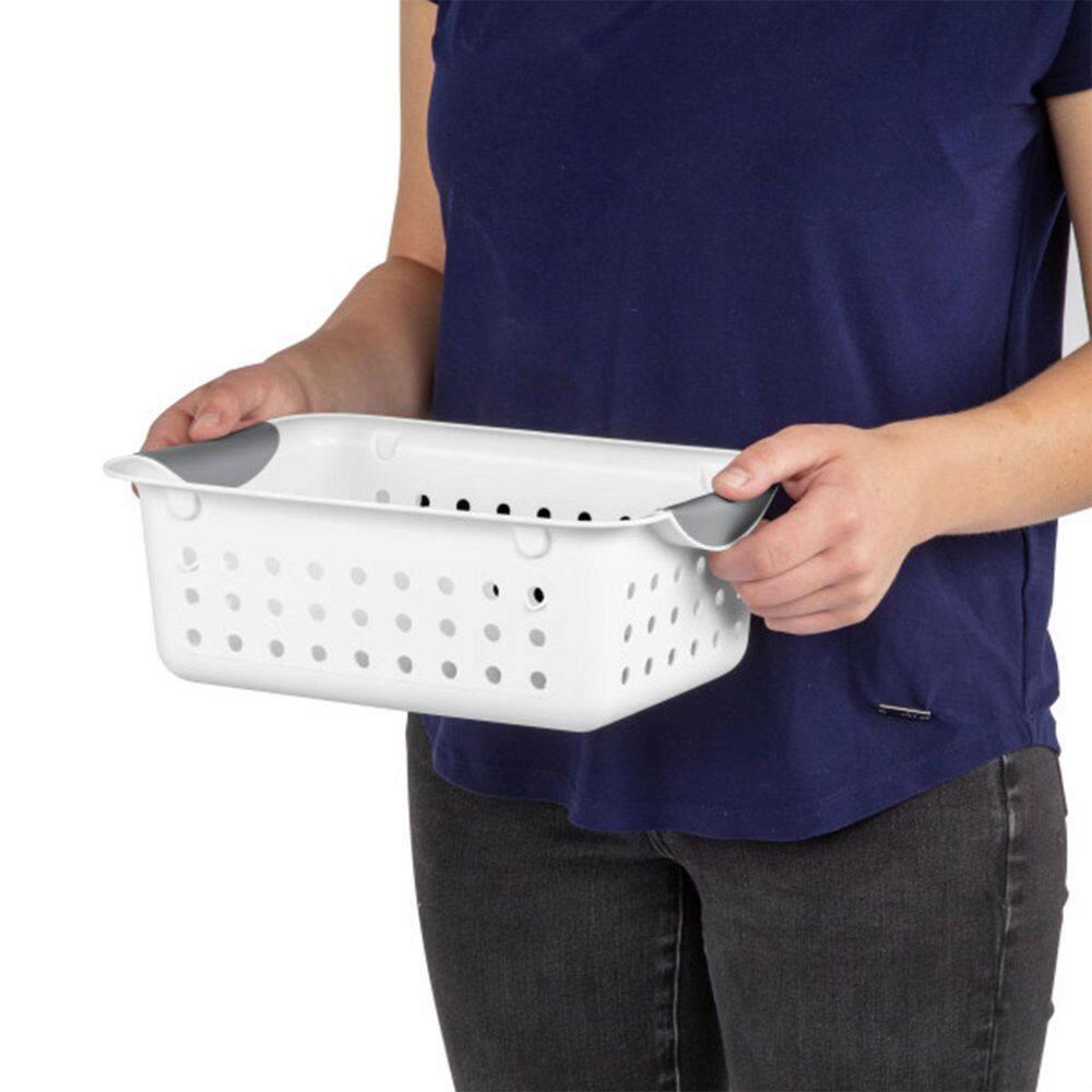 Sterilite Small Ultra Basket, Storage Bin to Organize Closets, Cabinets, Pantry, Shelving and Countertop Space, White, 12-Pack