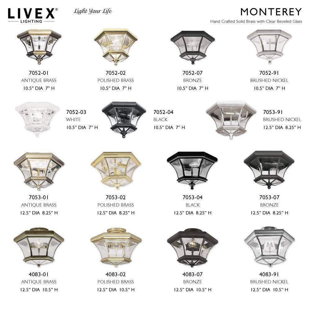 Livex Lighting Monterey 3 - Light Flush Mount in  Antique Brass