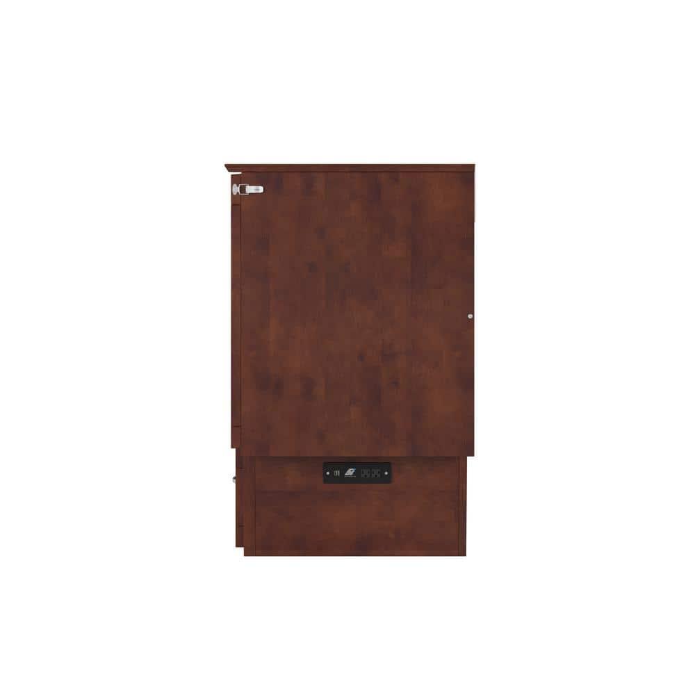 AFI Nantucket Twin Solid Wood Murphy Bed Chest with Mattress, Drawer & Charger, Walnut