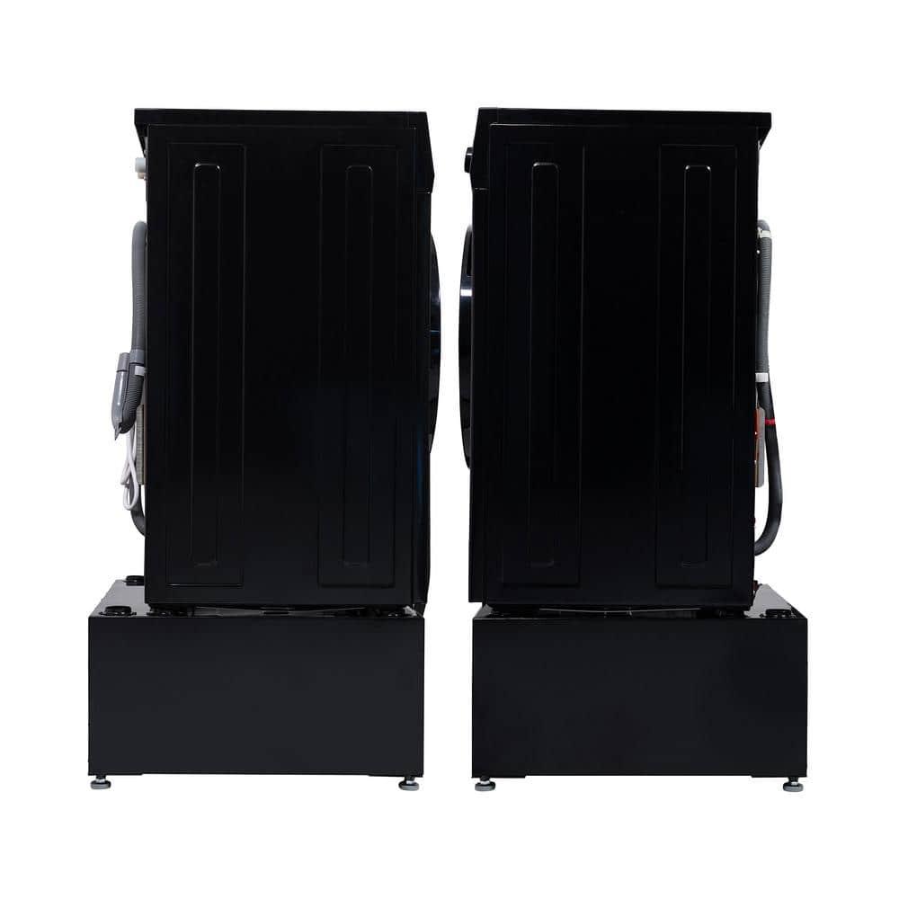 Equator Advanced Appliances All-in-one Washer Dryer Ventless FULLY BUILTIN 0-CLEARANCE 1.62cf/15lbs 110V 1400RPM with Pedestal EZ 4700 C + PDL 4455 Black