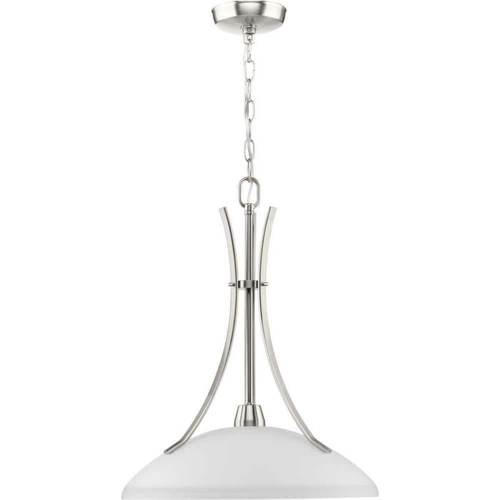 Progress Lighting Wisten 1-Light Pendant, Brushed Nickel, Etched Glass Shade Collection