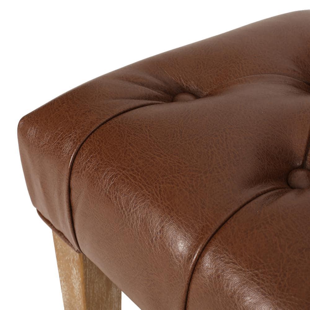 Noble House Uintah Contemporary Faux Leather Dining Chairs, Set of 2, Cognac Brown