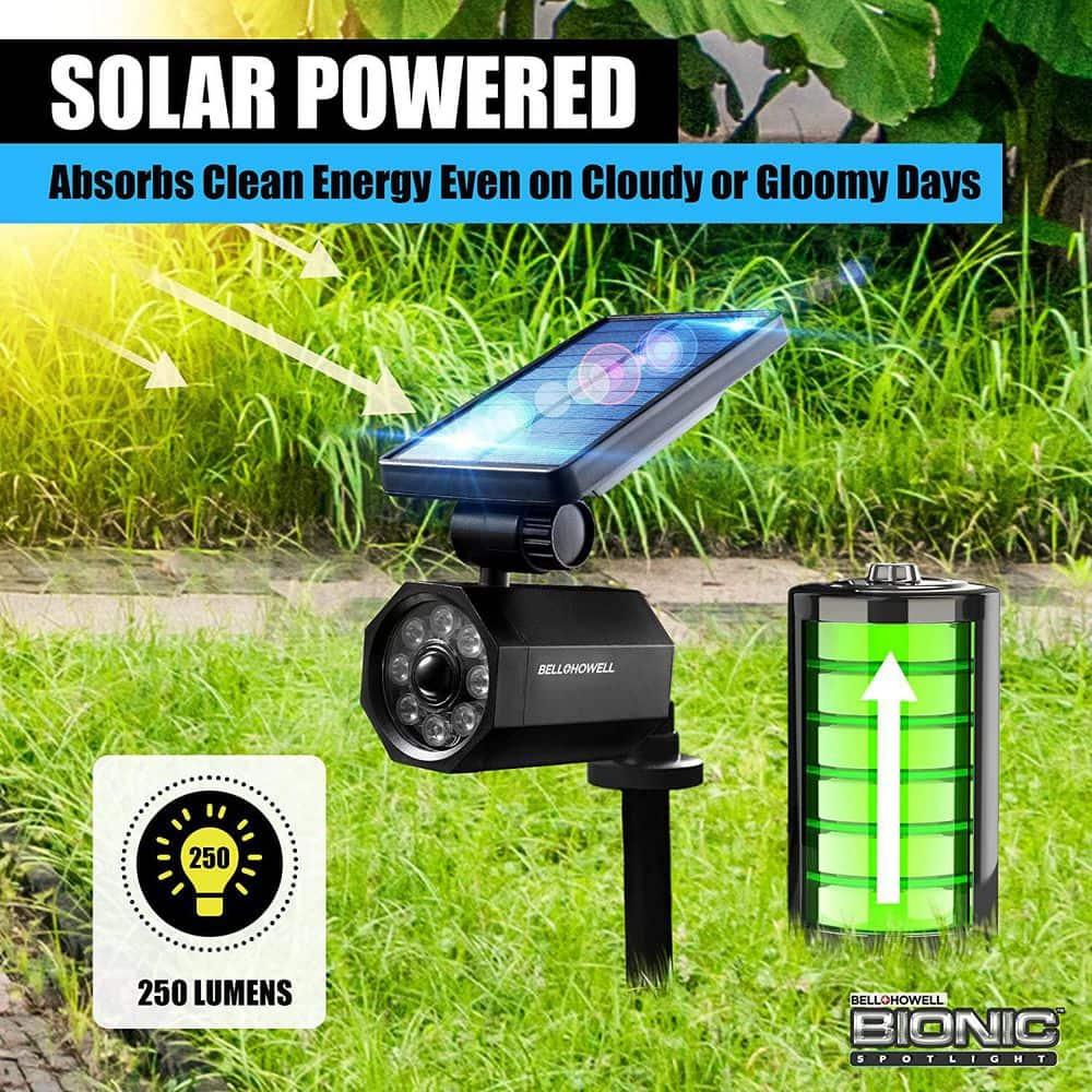 Bell + Howell LED Solar Powered Dusk to Dawn Outdoor Security Spotlight with Motion Sensor and Timer