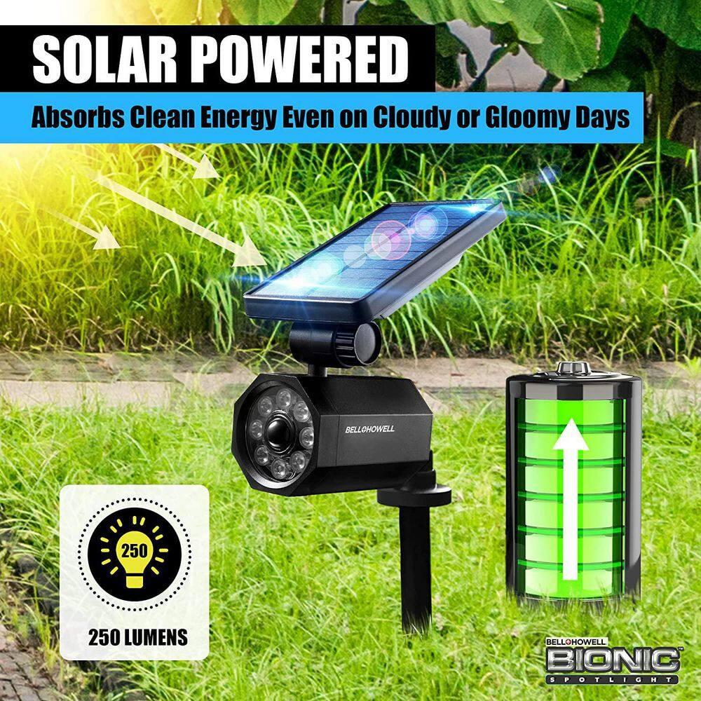 Bell + Howell LED Solar Powered Dusk to Dawn Outdoor Security Spotlight with Motion Sensor and Timer