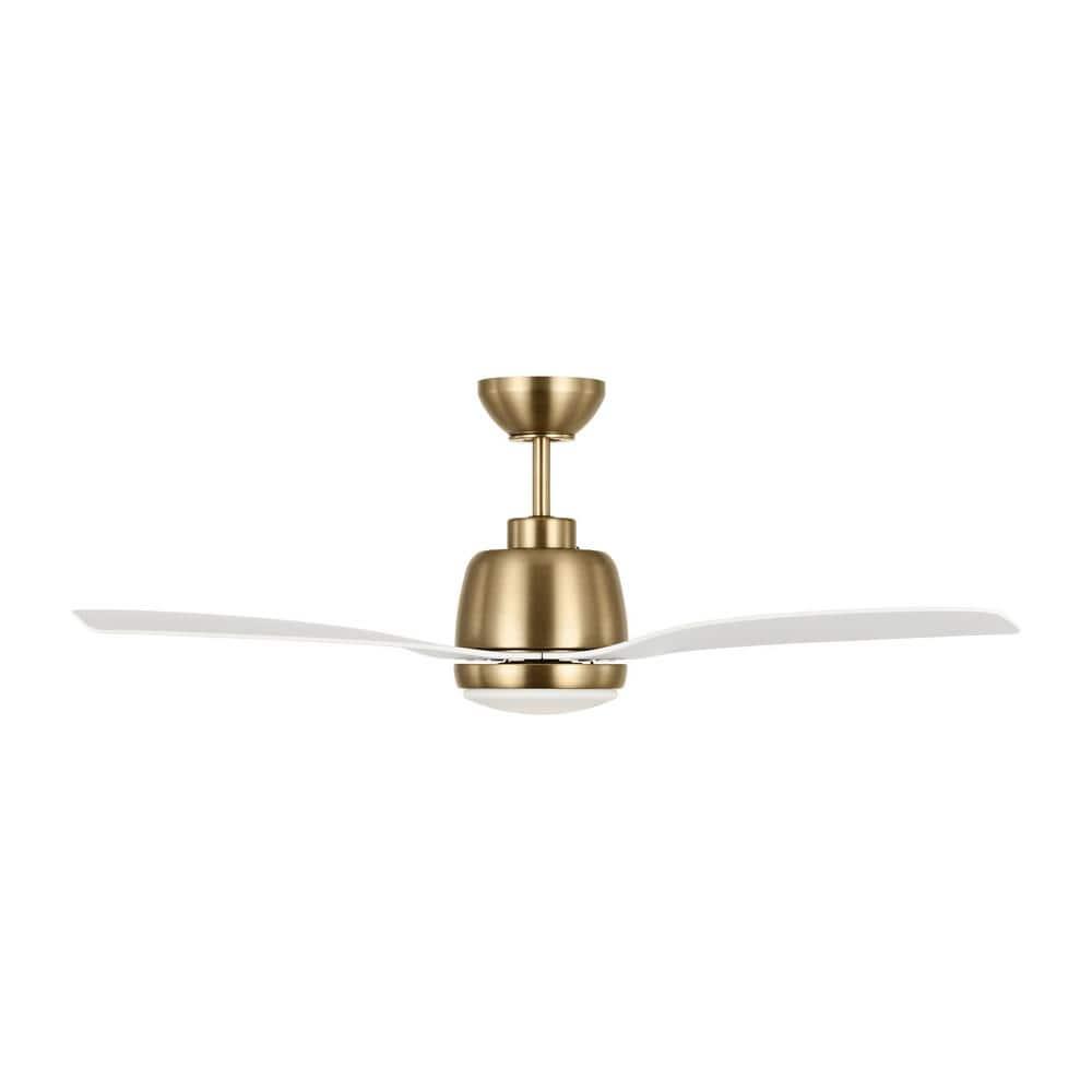 Satin Brass and White 44" LED Ceiling Fan with Remote