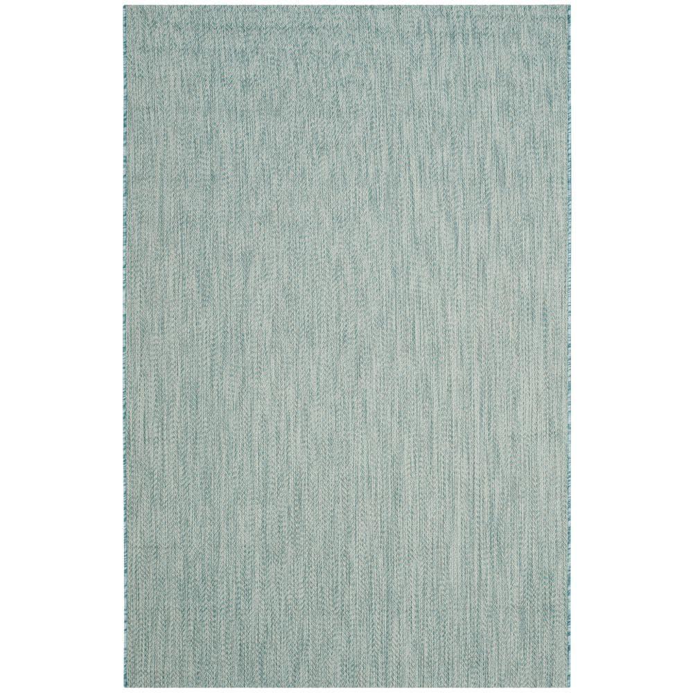 Courtyard CY8022 Power Loomed Indoor and Outdoor Area Rug - Aqua/Grey - 4'x5'7" - Safavieh