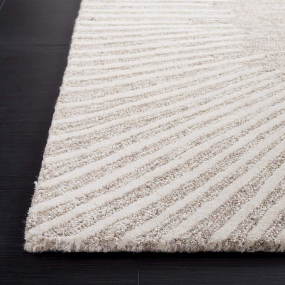 Safavieh  Handmade Abstract Deema Modern Wool Rug 2'3" x 10' Runner - Natural/Ivory