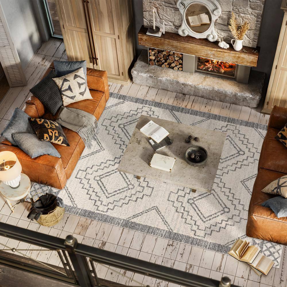JONATHAN Y Amir Moroccan Beni Souk Cream/Gray 9 ft. x 12 ft. Area Rug