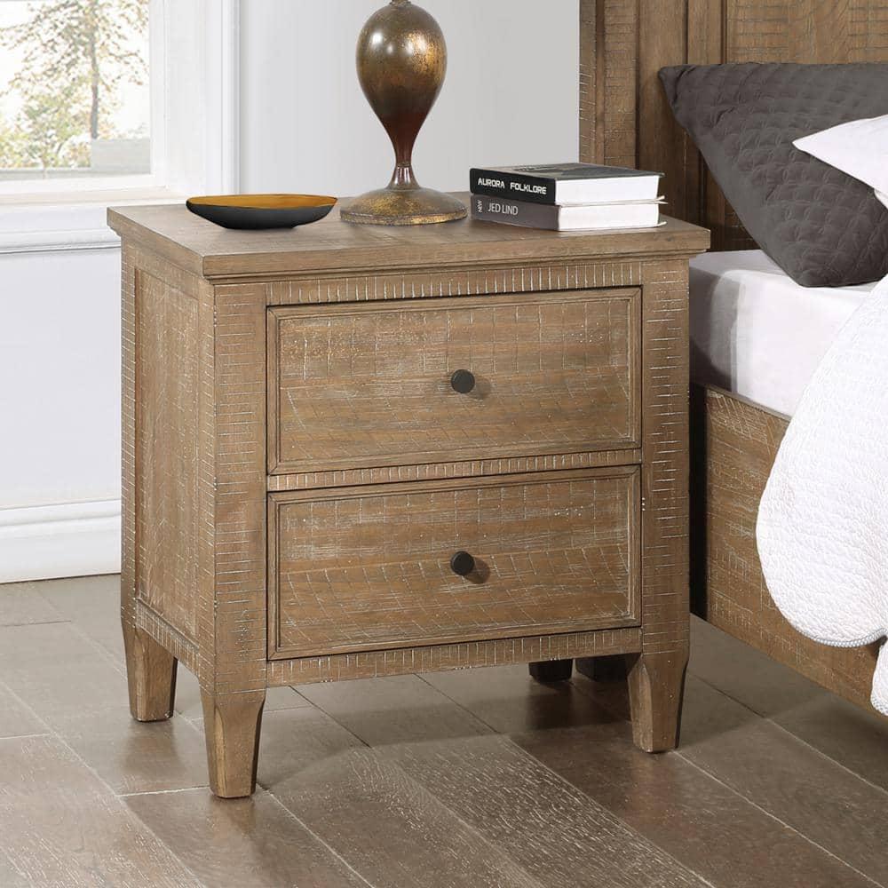 Steve Silver Riverdale Rustic Modern Nightstand with Two Drawers, Driftwood