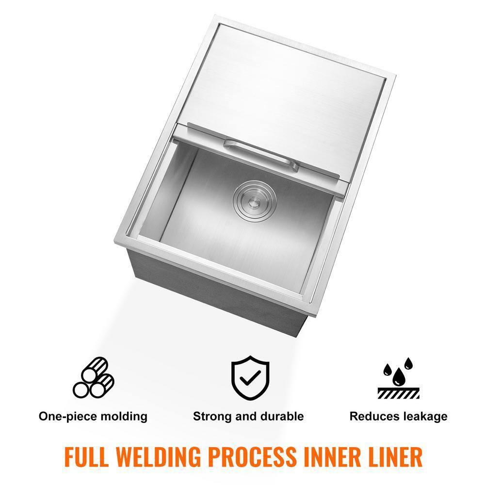 KFFKFF 24"x18"x13" Drop in Ice Chest Ice Cooler Ice Bin Stainless Steel w/Cover