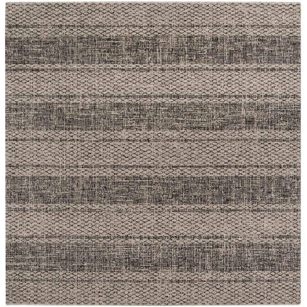 Courtyard CY8736 Power Loomed Indoor and Outdoor Area Rug - Light Grey/Black - 6'7"x6'7" - Safavieh