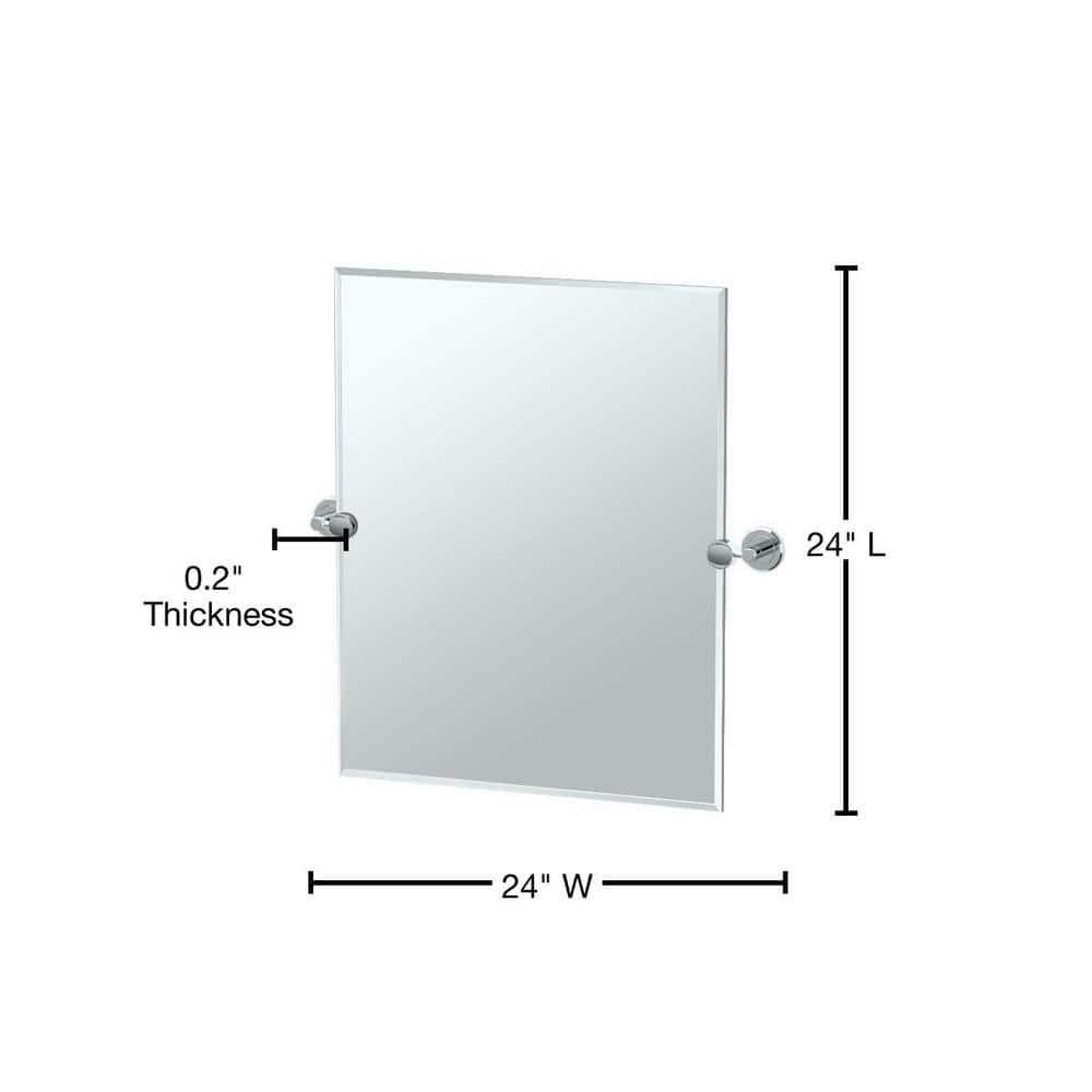 Latitude II Wall Mounted Frameless Beveled Rectangle Mirror | Pivoting Bathroom Vanity Wall Mirror