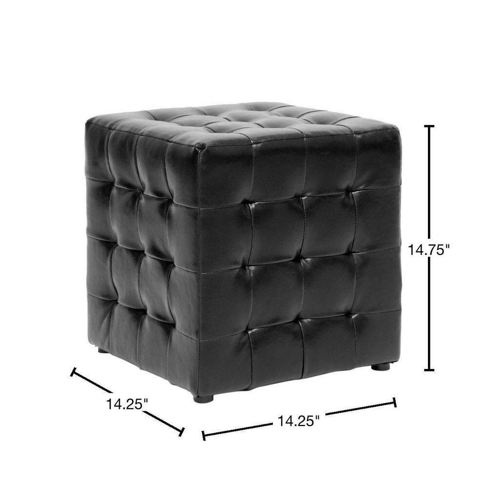 Set of 2 Siskal Modern Cube Ottoman Black - Baxton Studio: Faux Leather, Wood Frame, No Assembly Required