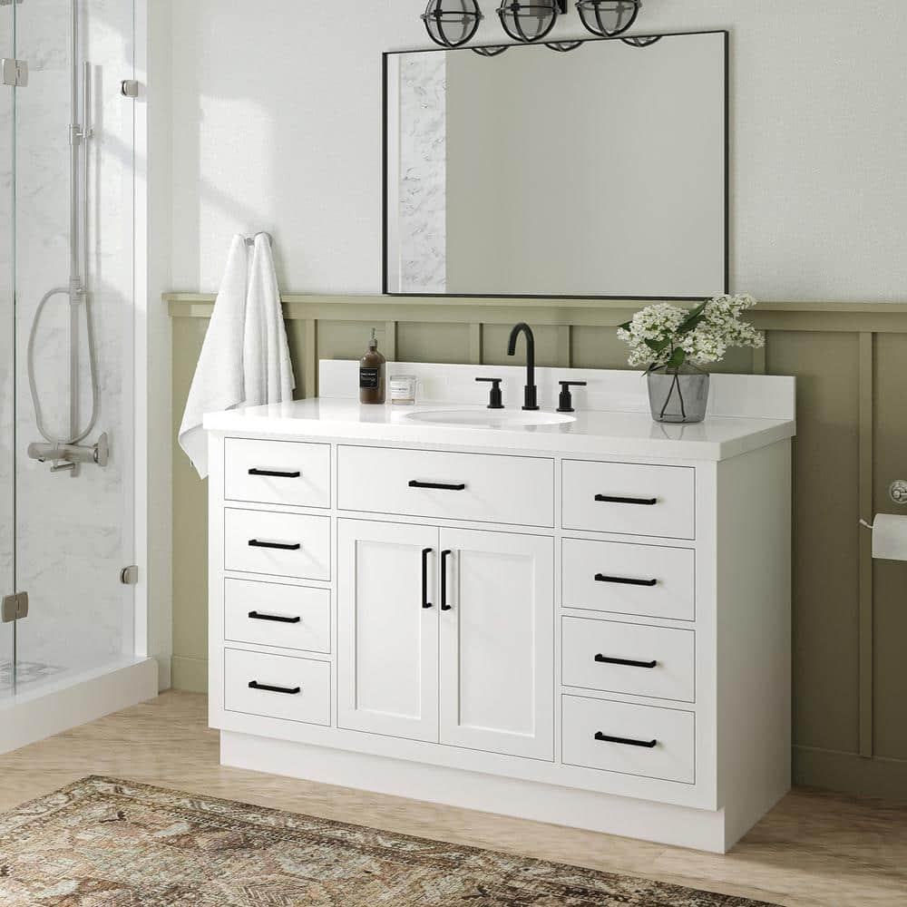 Ariel T054s-Bc Hepburn 54" Single Free Standing Vanity Cabinet Only - White