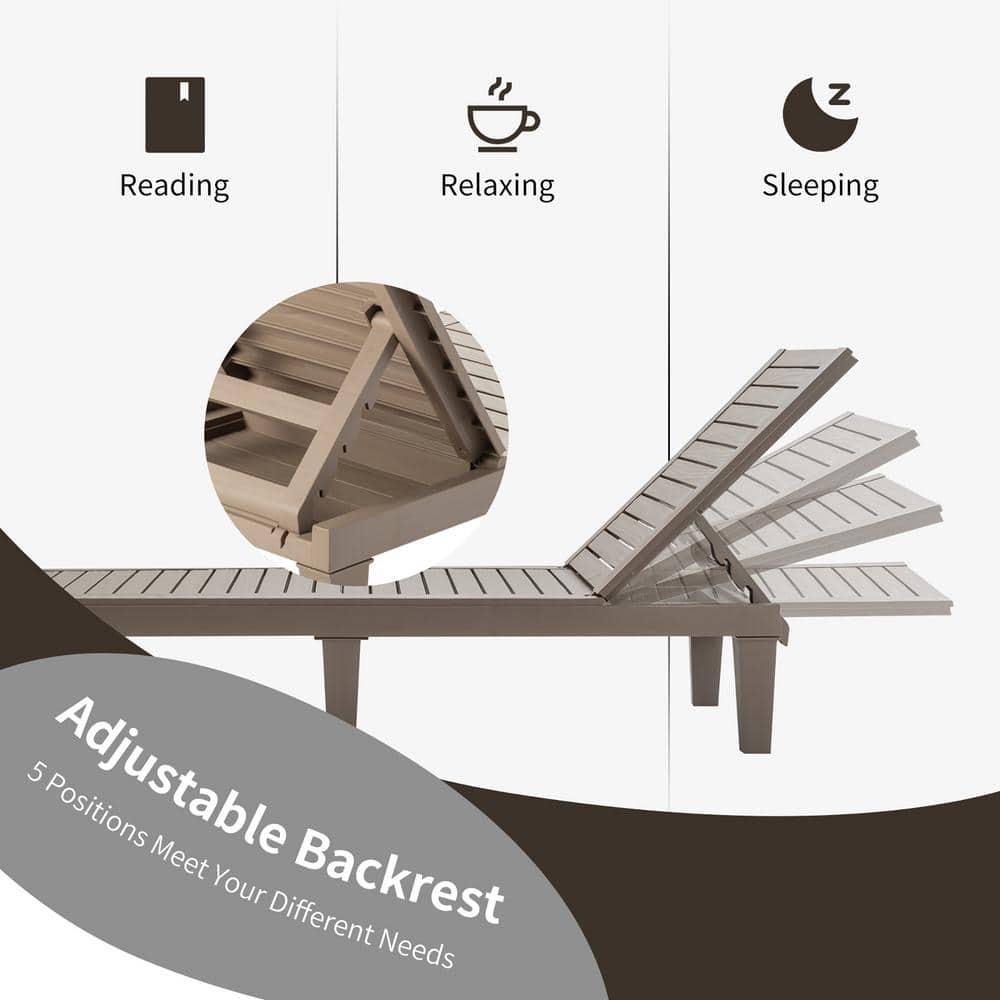 Topcobe Silla Reclinable de Exterior con Respaldo Ajustable en 5 Posiciones, Muebles para Terraza de Piscina, Marrón