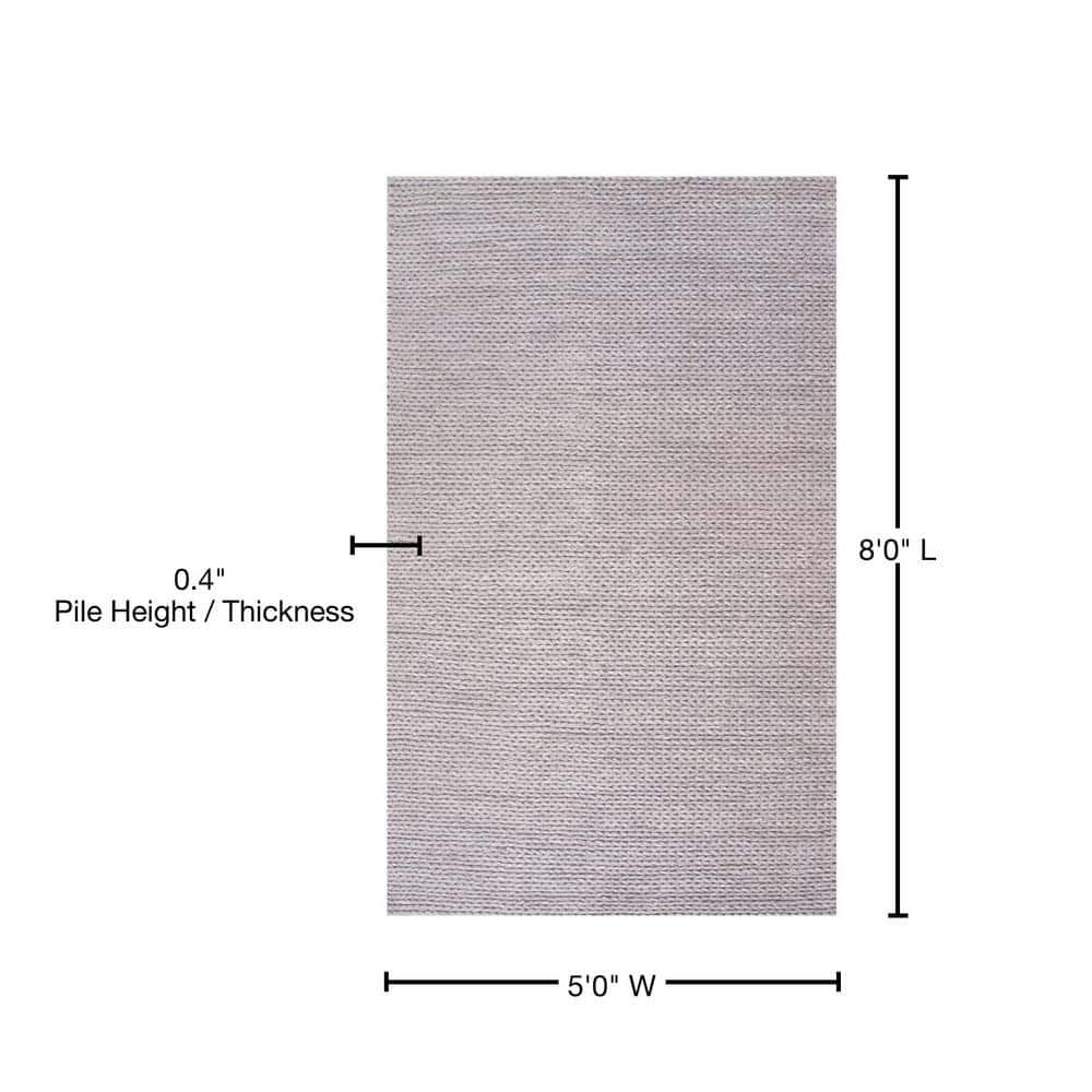 nuLOOM Penelope Braided Wool Area Rug, 5' x 8', Light Gray