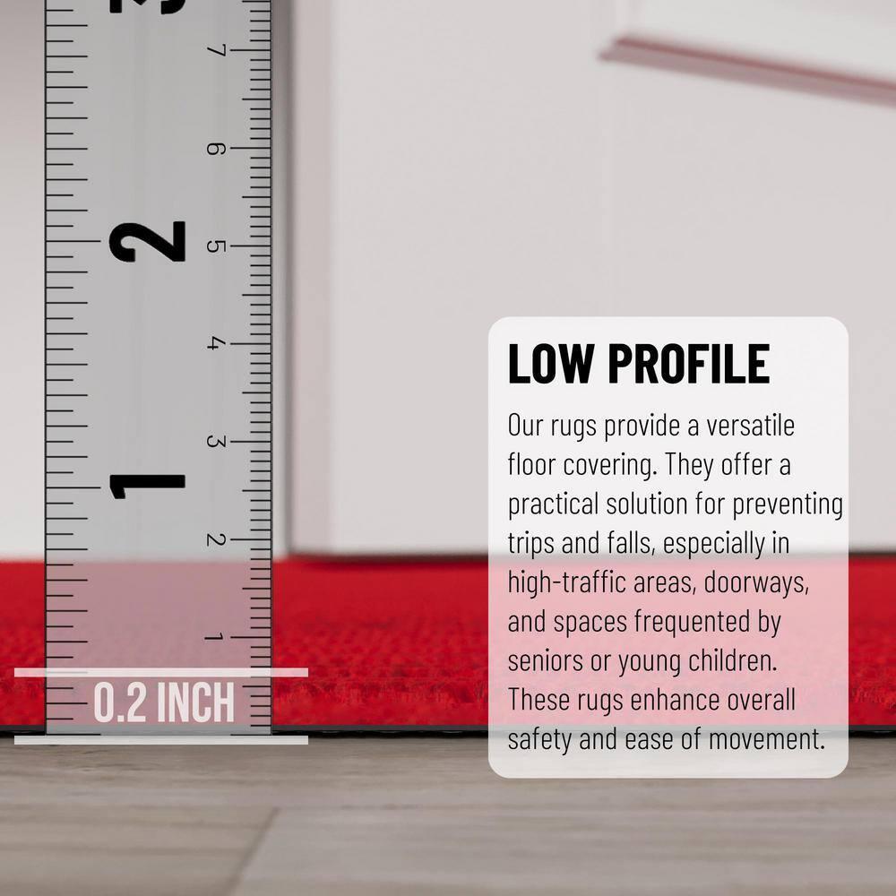 Ottomanson Hallway Runner Waterproof Non-Slip Rubberback 2x6 Indoor/Outdoor Utility Rug, 2' x 6', Red