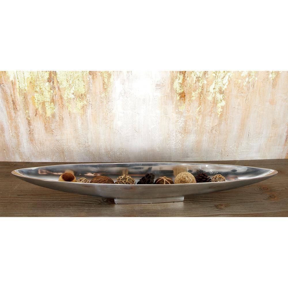 Hurtt Aluminum Metal Sleek Minimalistic Boat Decor Silver Tray