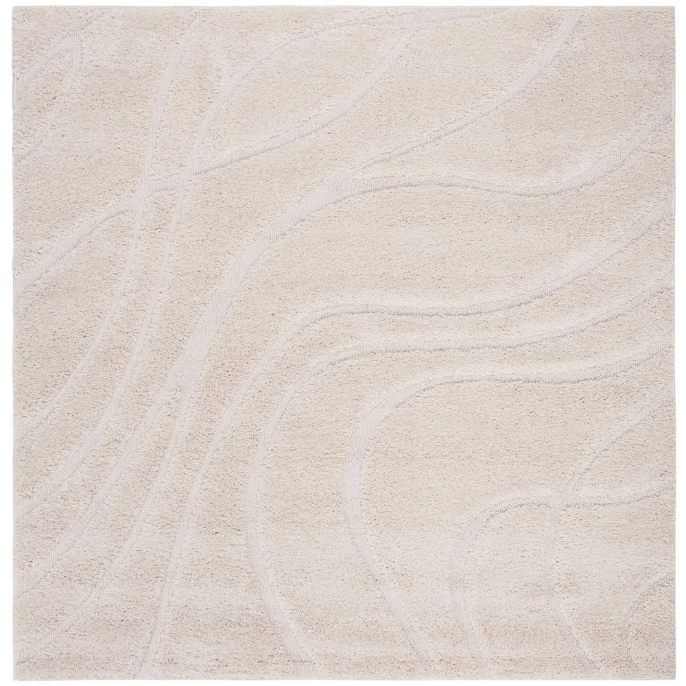Florida Shag SG471 Power Loomed Indoor Area Rug - Creme/Creme - 6'7"x6'7" - Safavieh