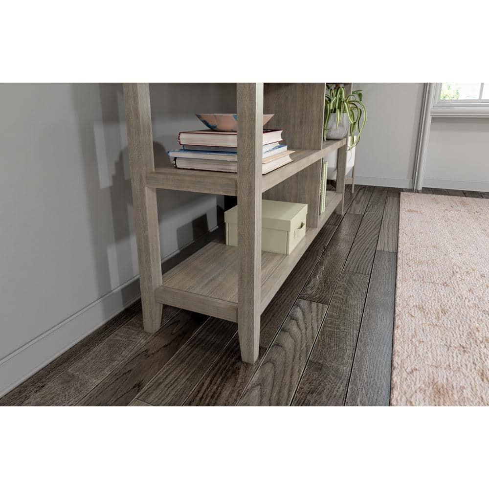 2-Tier Low Wooden Bookcase, Washed Grey