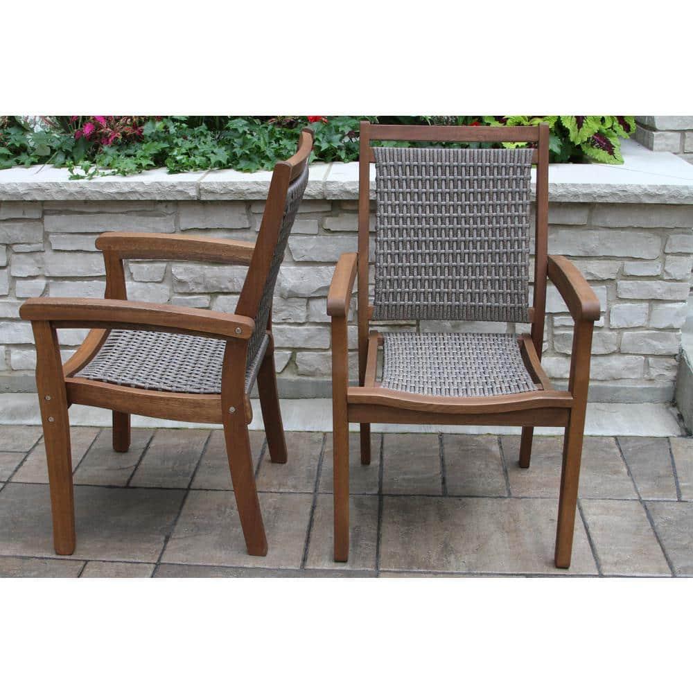 Havenside Home Eilaf Driftwood Grey Wicker & Eucalyptus Stacking Armchair - N/A
