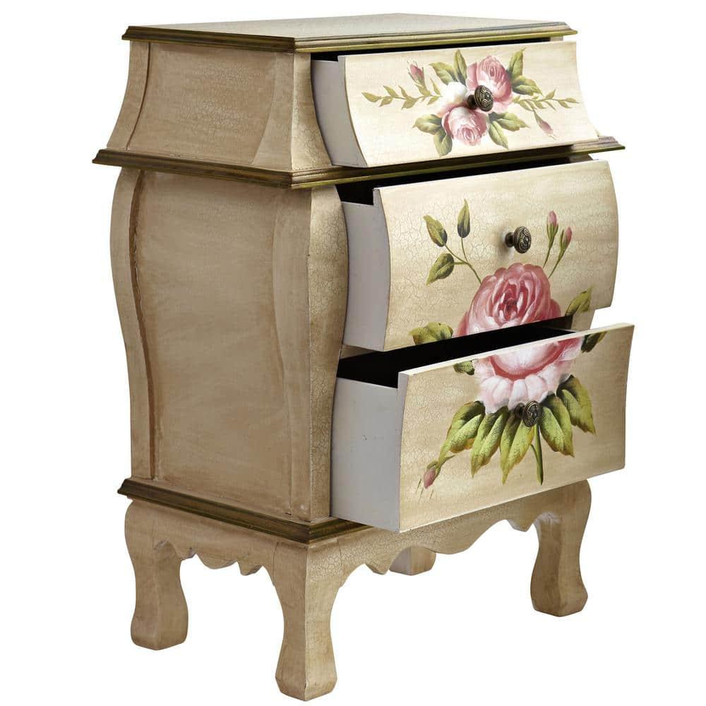 Nearly Natural Antique Night Stand w/Floral Art