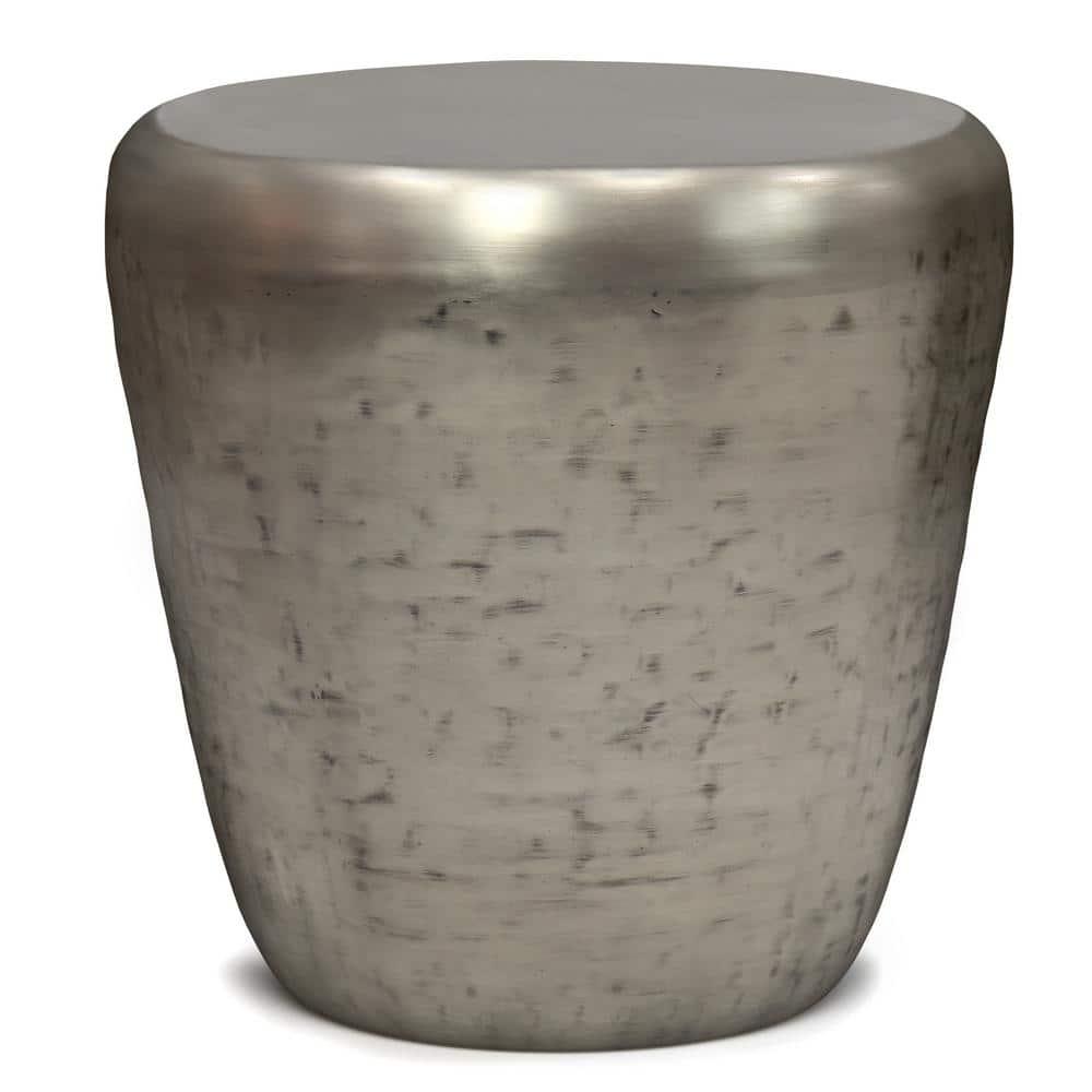 Garvy 20"W Metal Industrial End Table with Drum Design, Assembled