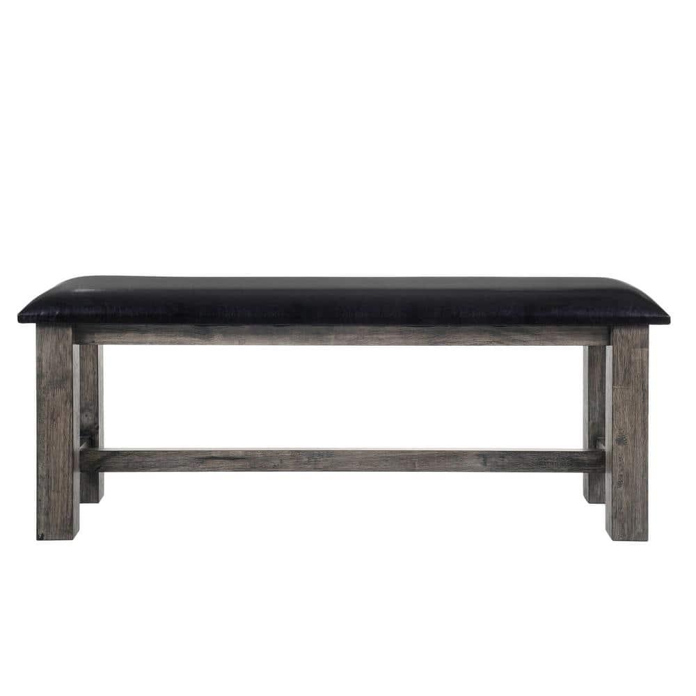 Picket House Furnishings Grayson Bench w. PU Padded SeatGrey Oak