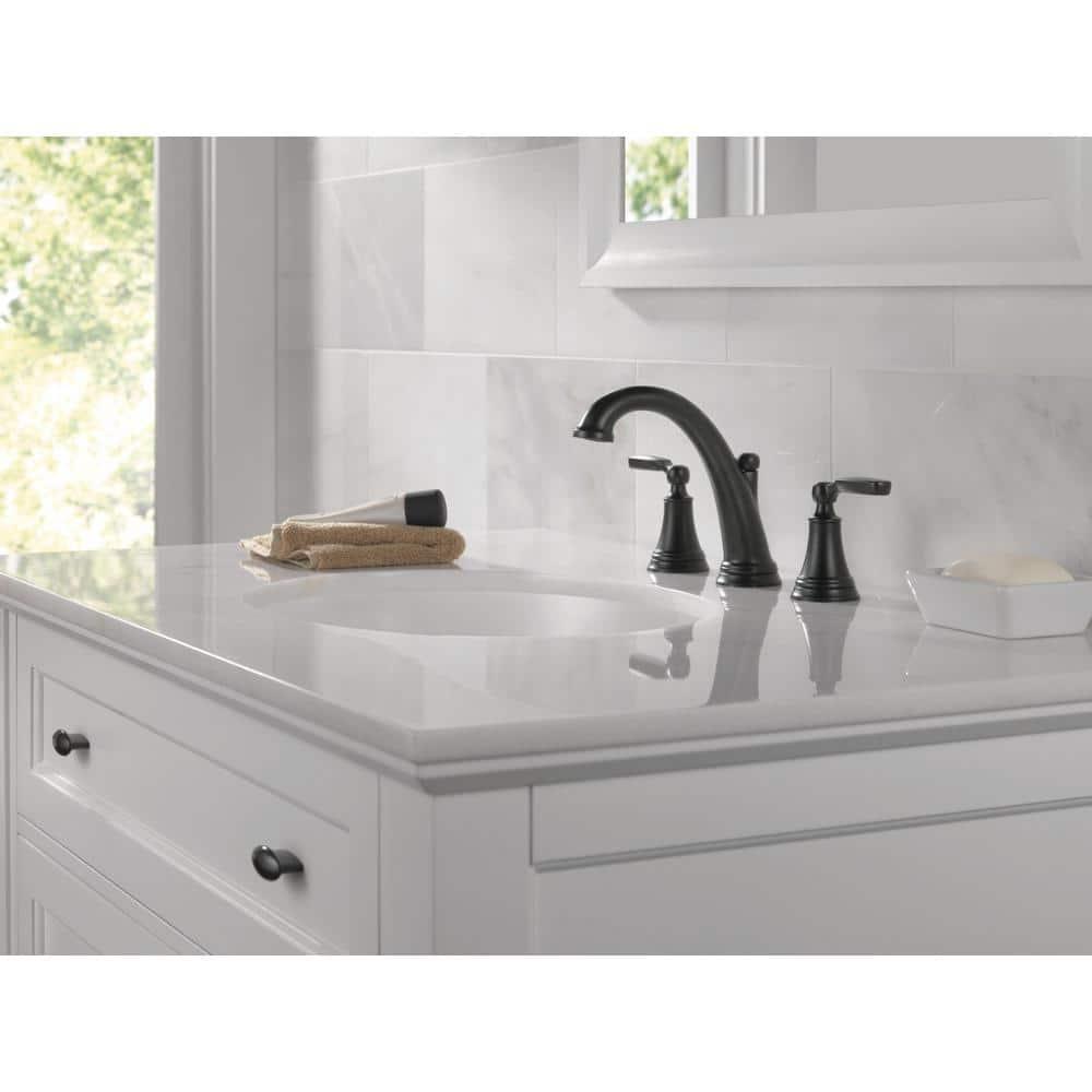 Woodhurst Widespread Bathroom Faucet 3 Hole, 2-handle Bathroom Sink Faucet with Drain Assembly