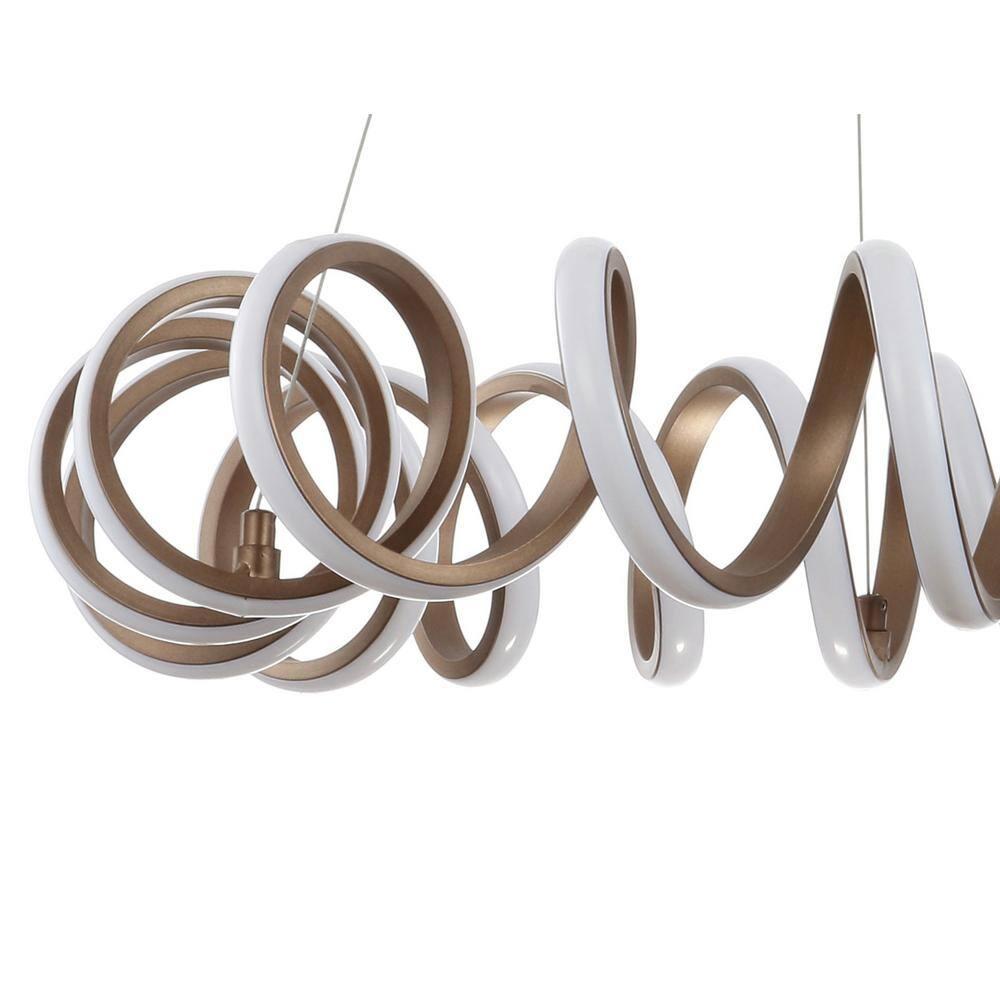 Cursive 24" Adjustable Spiral Integrated LED Metal Chandelier Ceiling Light, Coffee