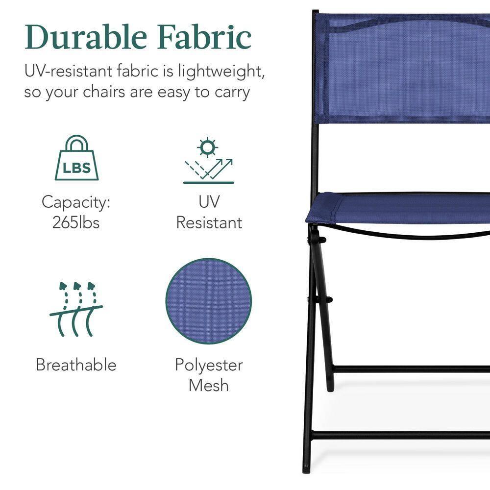 George Oliver 3-Piece Patio Bistro Dining Furniture Set W/ Glass Tabletop, Folding Chairs