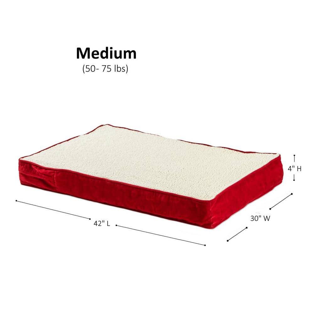 Happy Hounds Oscar Sherpa Orthopedic Dog Bed, Crimson, Medium (42 x 30 in.)