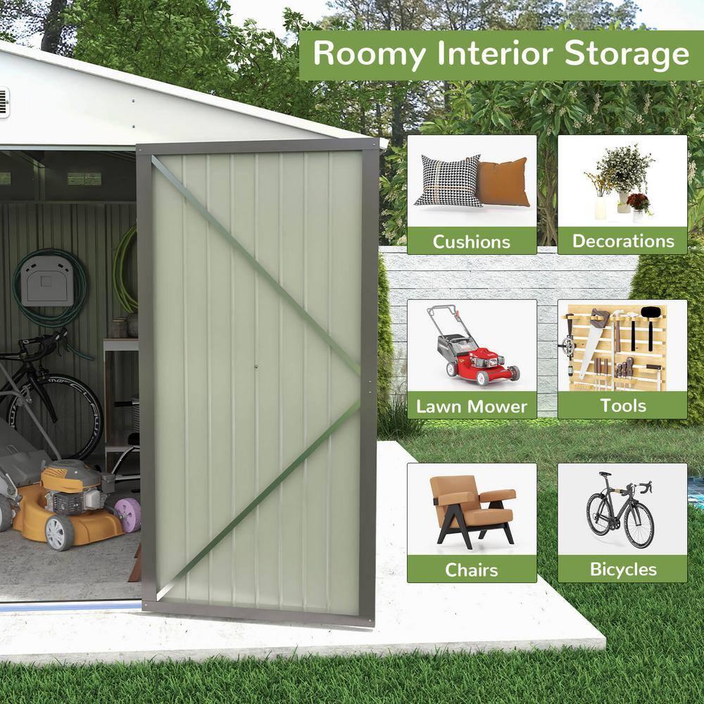 Patiowell 10' x 8' Outdoor Storage Shed with Floor Frame Kit, Metal Garden Tool Shed with Design of Lockable Doors, Utility and Tool Storage for Garden, Backyard, Patio, and Outside Use, Brown