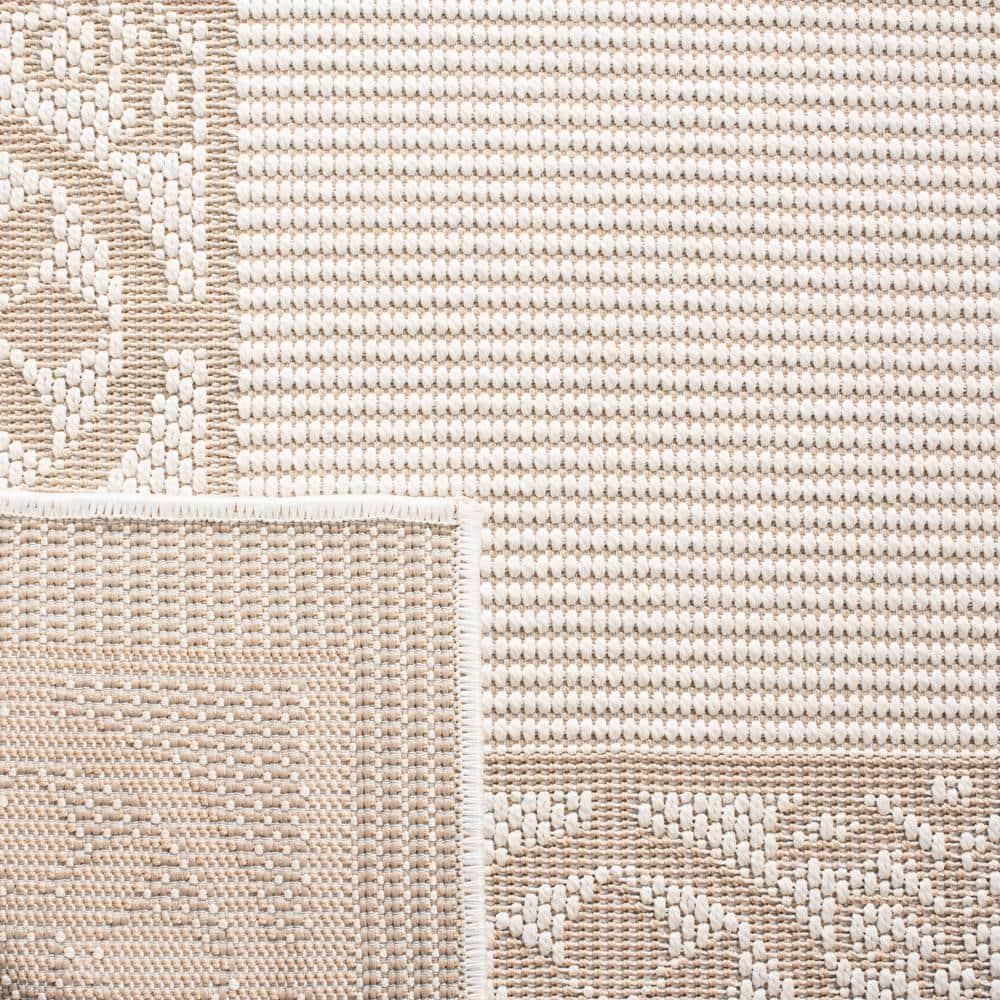 SAFAVIEH Bermuda Zoey Floral Bordered Indoor/Outdoor Area Rug Ivory/Beige, 9' x 12'