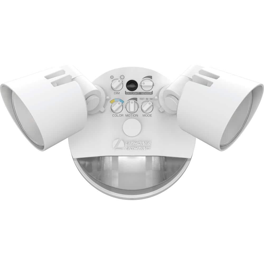 Lithonia Lighting 2 - Head Hardwired Dusk to Dawn Outdoor Security Flood Light with Motion Sensor