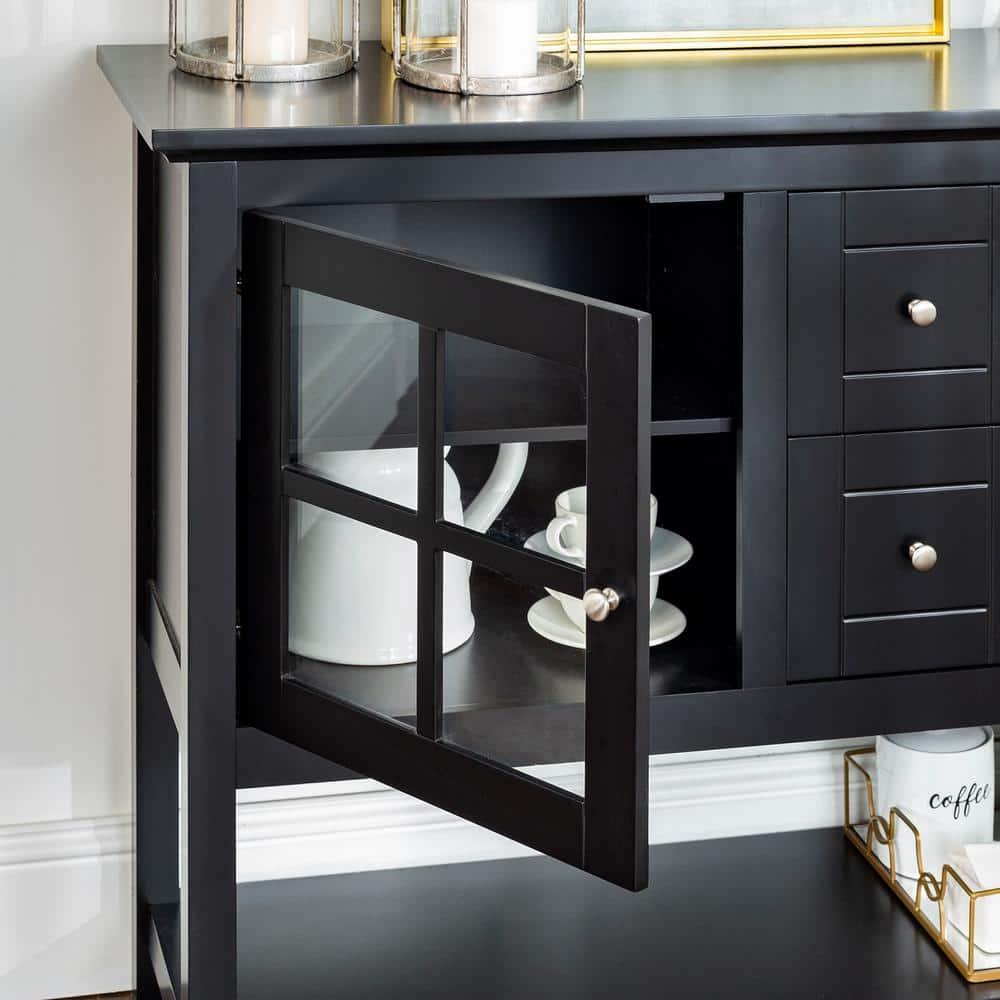 52" Wood Console Table TV Stand in Black