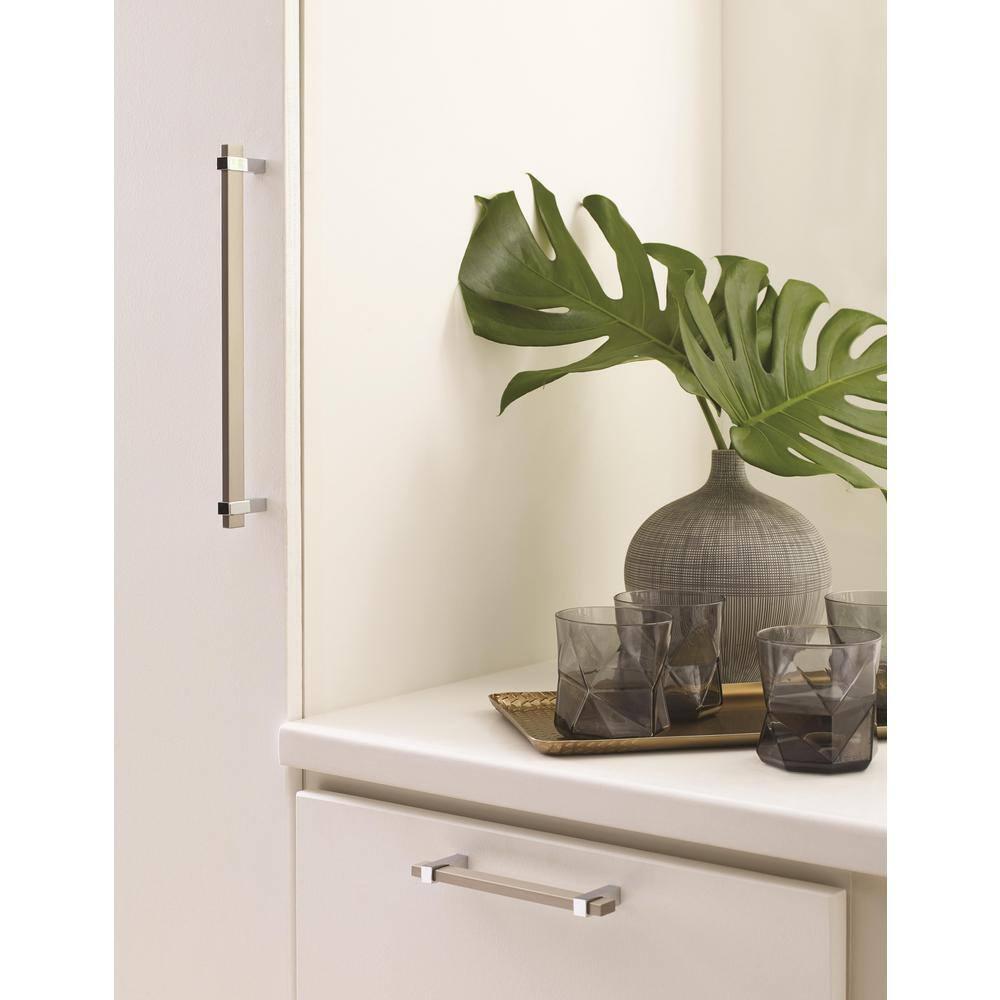 Amerock Mulino 5-1/16 inch (128mm) Center-to-Center Silver Champagne/Polished Chrome Cabinet Pull