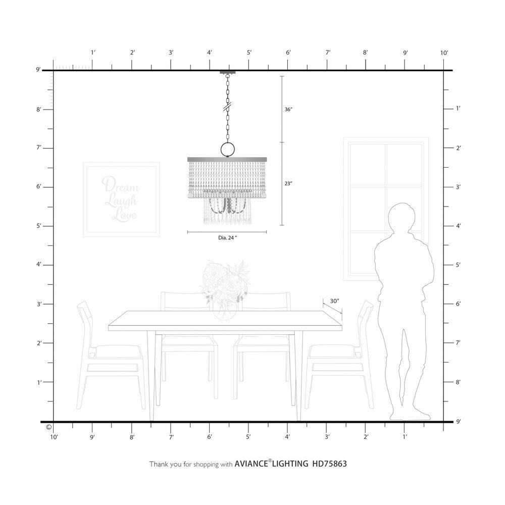 Livex Lighting Elizabeth 5 - Light Pendant in  Antique Brass
