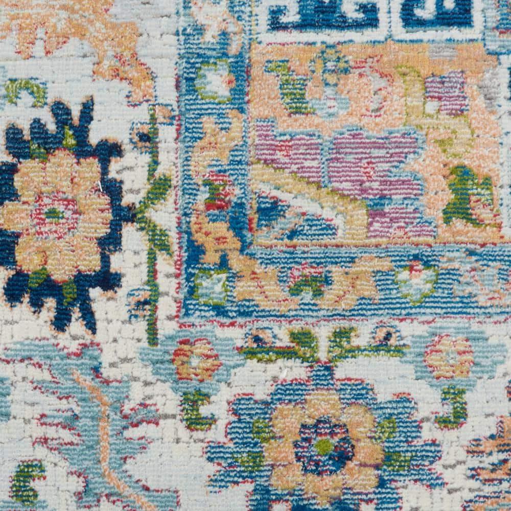 Nourison Global Vintage Center Medallion Indoor Area Rug Blue/Multicolor 7'10" x 9'10"