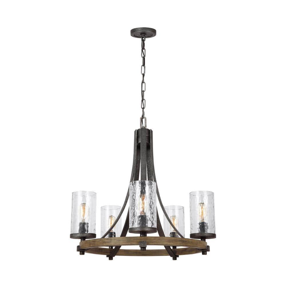 Steffens Iron & Textured Glass Chandelier (24"-48")