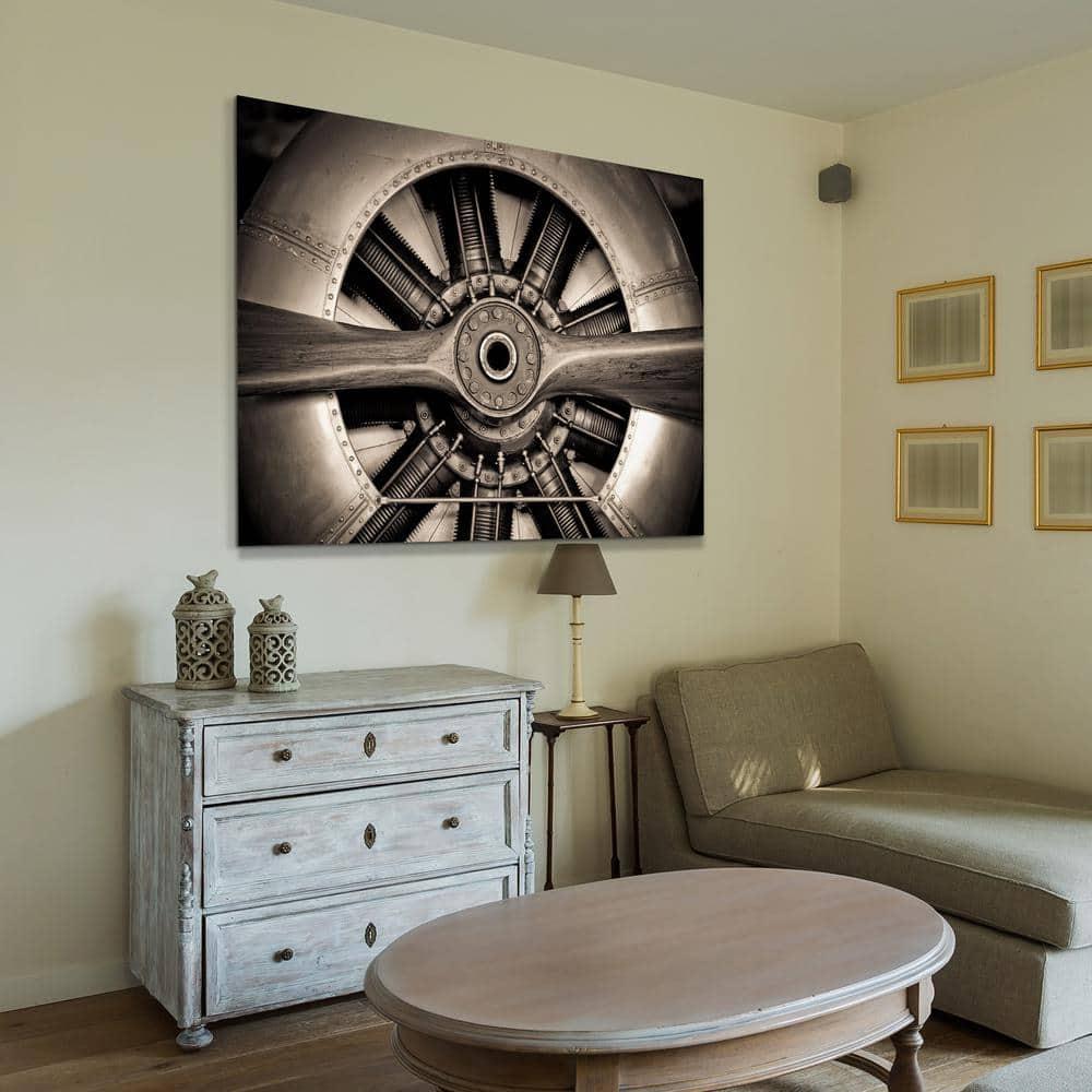 Empire Art Direct Plane Propeller Frameless Free Floating Tempered Glass Panel Graphic Wall Art, 48" x 32" x 0.2", Ready to Hang
