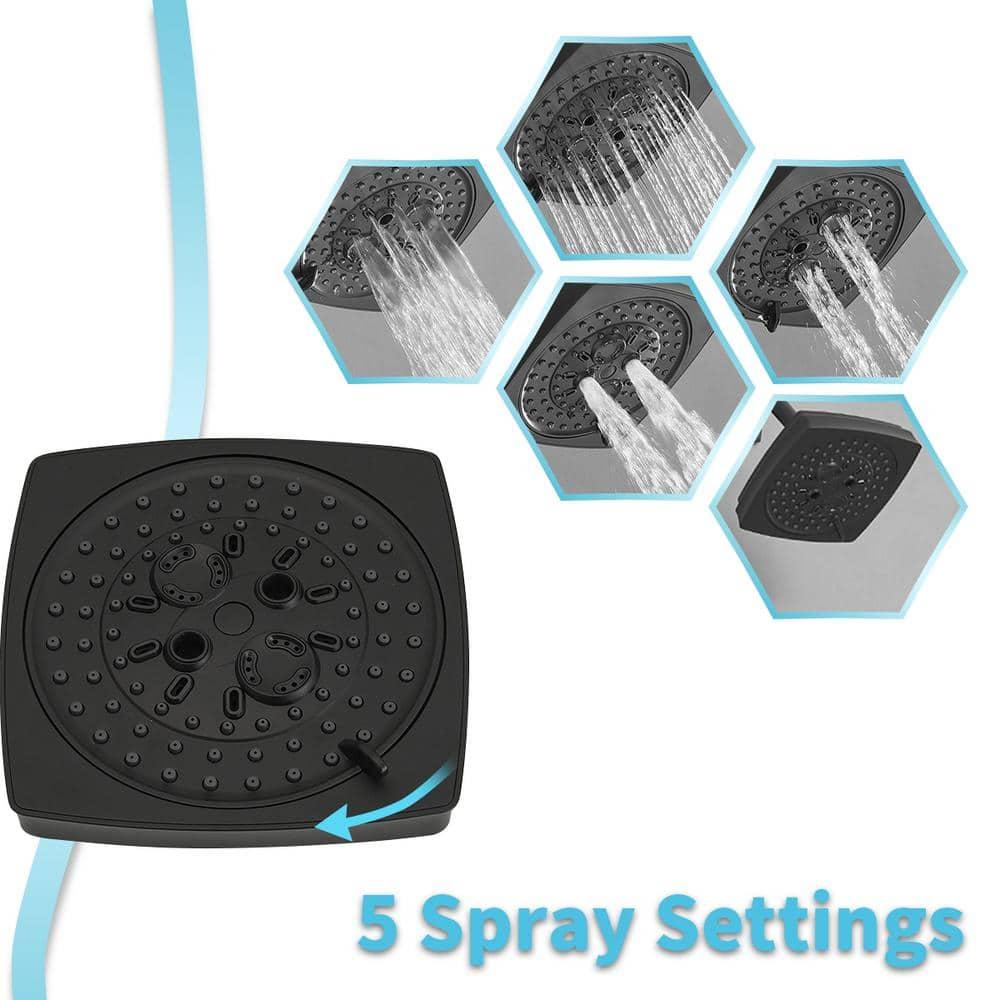 Single Handle 2-Spray Rainfall Square Shower Faucet Set 1.8 GPM with Tub Spout Combo High pressure