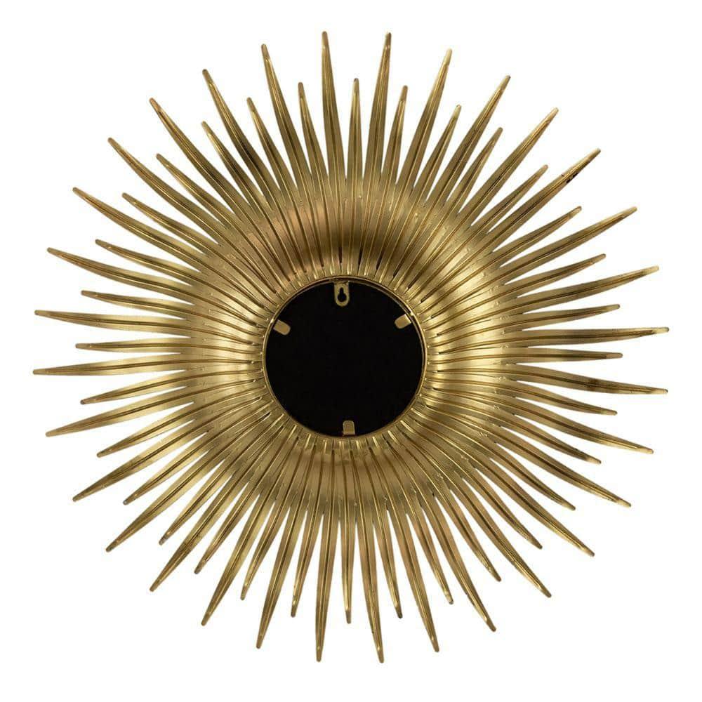 28 Inch Round Wall Mirror - Gold Sunburst Accent Mirror for Living Room Decor